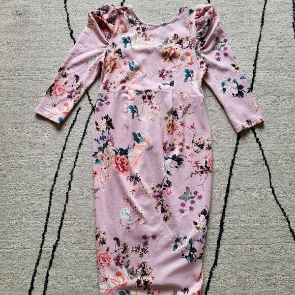 Asos Puff Sleeve Knee Length Floral Maternity Dress - size 6 - Picture 1 of 2